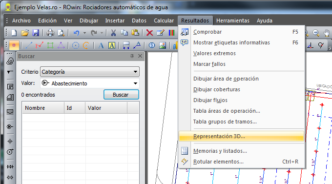 Menú Representación 3D